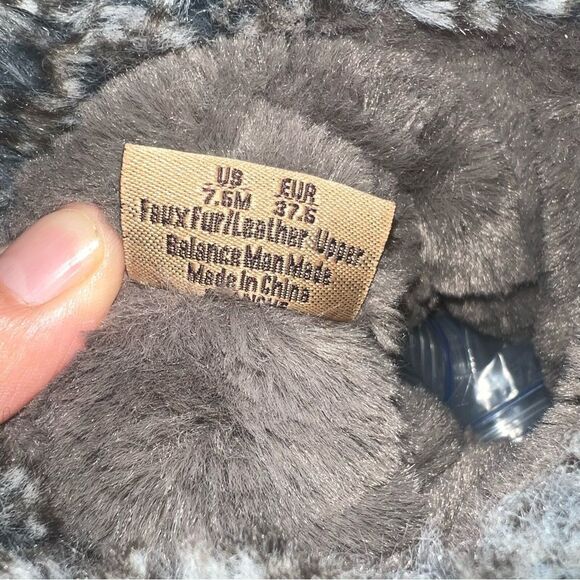 Sam Edelman Faux Fur Gray Leather Lace Up Women’s Ankle Boots Size 7.5M - Picture 9 of 10